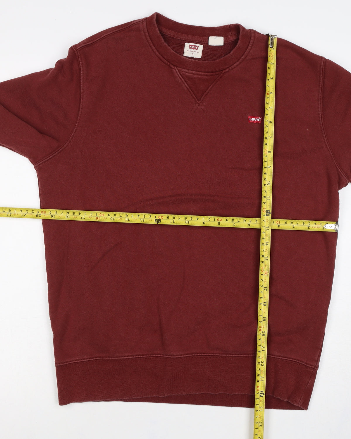 Levi's Men’s Red Small Crew Neck Logo Pullover Sweatshirt