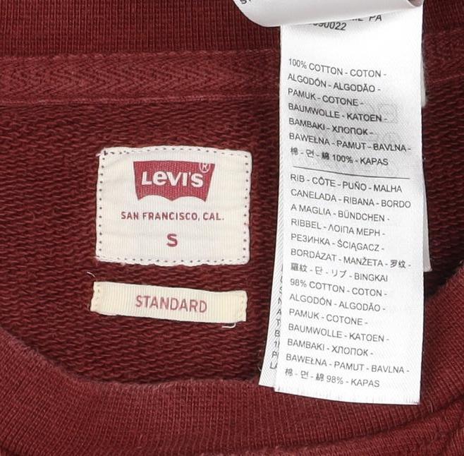 Levi's Men’s Red Small Crew Neck Logo Pullover Sweatshirt