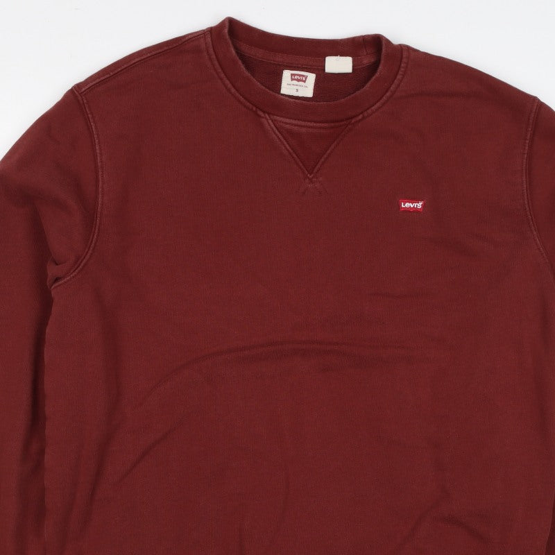 Levi's Men’s Red Small Crew Neck Logo Pullover Sweatshirt