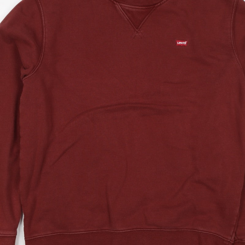 Levi's Men’s Red Small Crew Neck Logo Pullover Sweatshirt