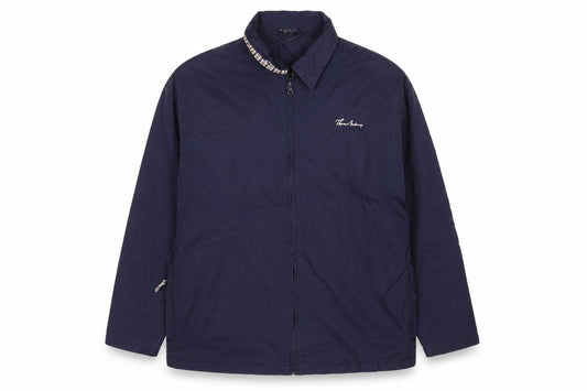 Burberry Men’s Blue Cotton Zip Jacket L Logo Collared Lightweight