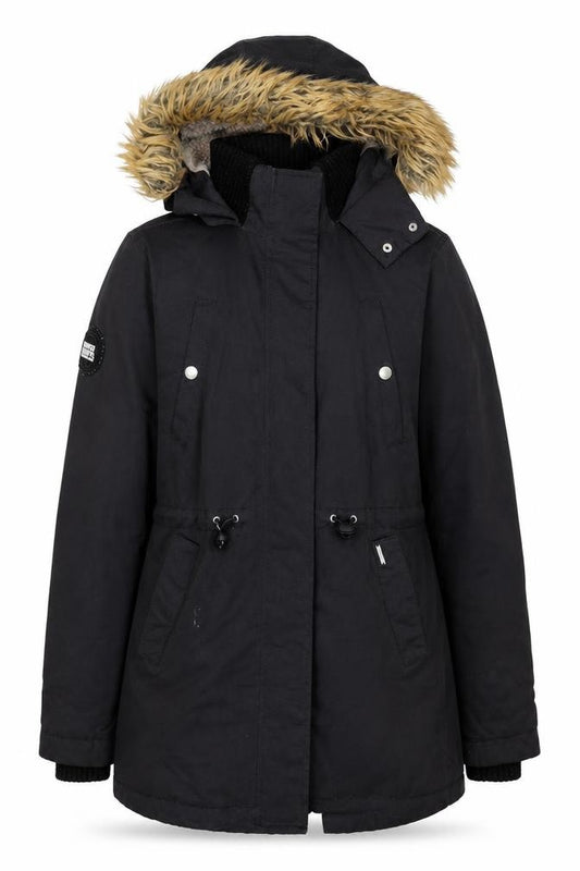 Superdry Women’s Black Small Fur Trim Hooded Parka Winter Coat