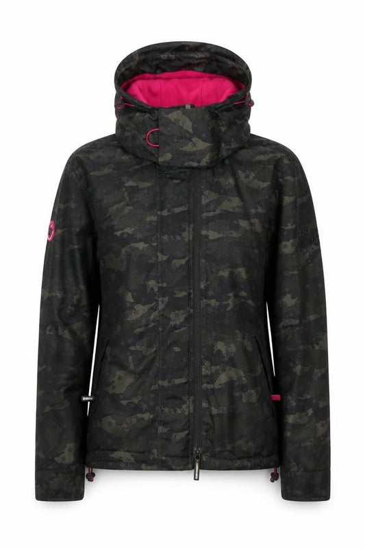 Superdry Women’s Black Camo Star Hooded Windbreaker Jacket UK 16
