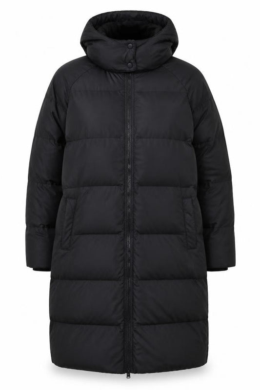 New Look Women Black UK 16 Puffer Hooded Quilted Mid-Length Jacket
