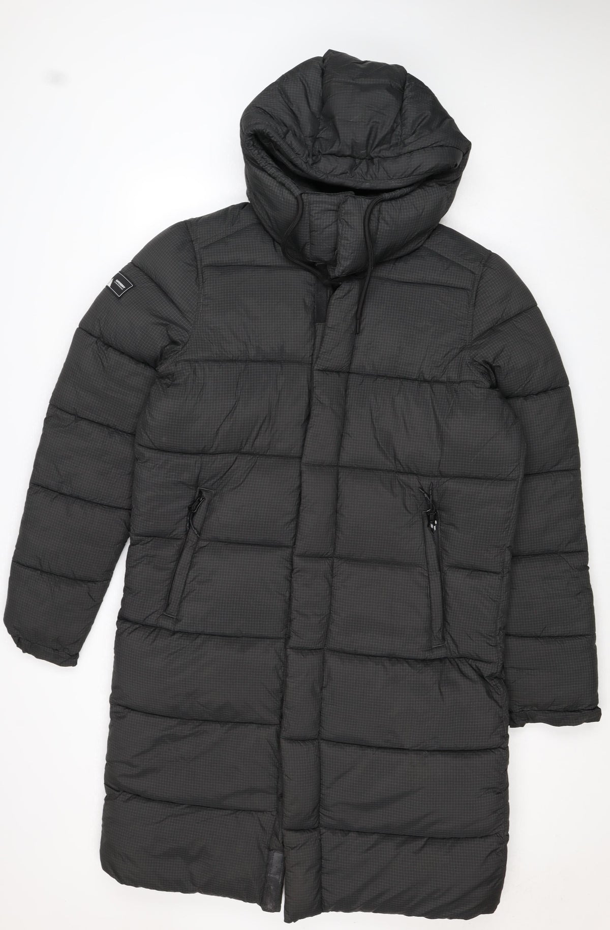 Superdry Women Black L Touchline Longline Hooded Puffer Jacket