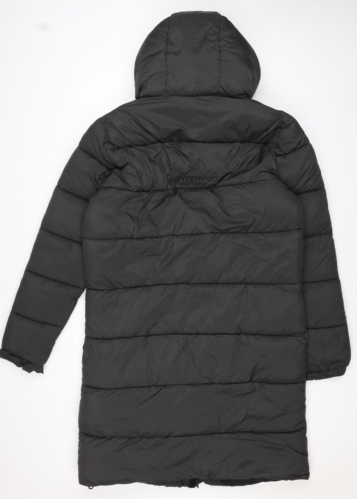 Superdry Women Black L Touchline Longline Hooded Puffer Jacket