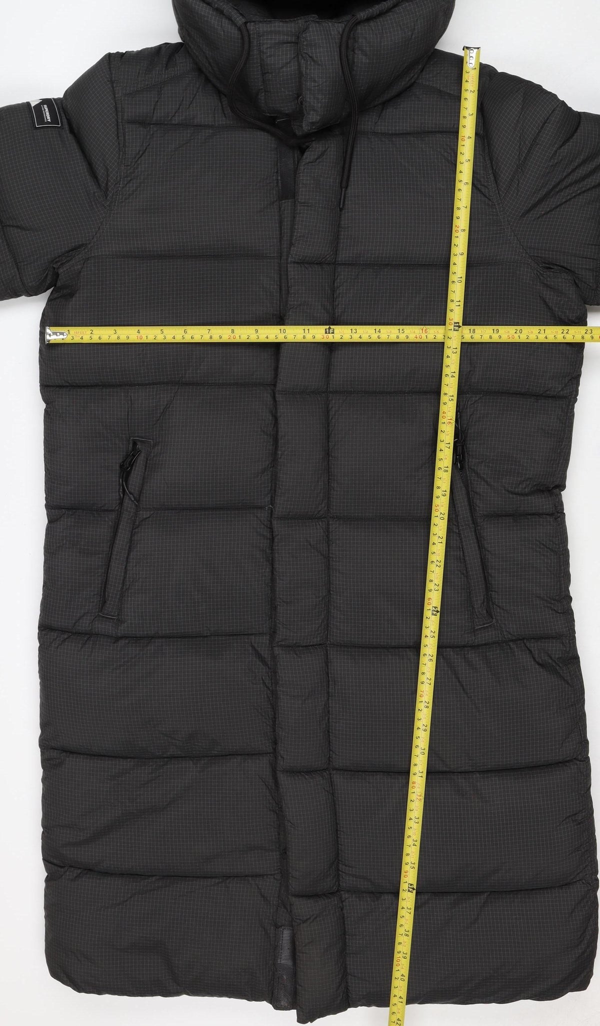 Superdry Women Black L Touchline Longline Hooded Puffer Jacket
