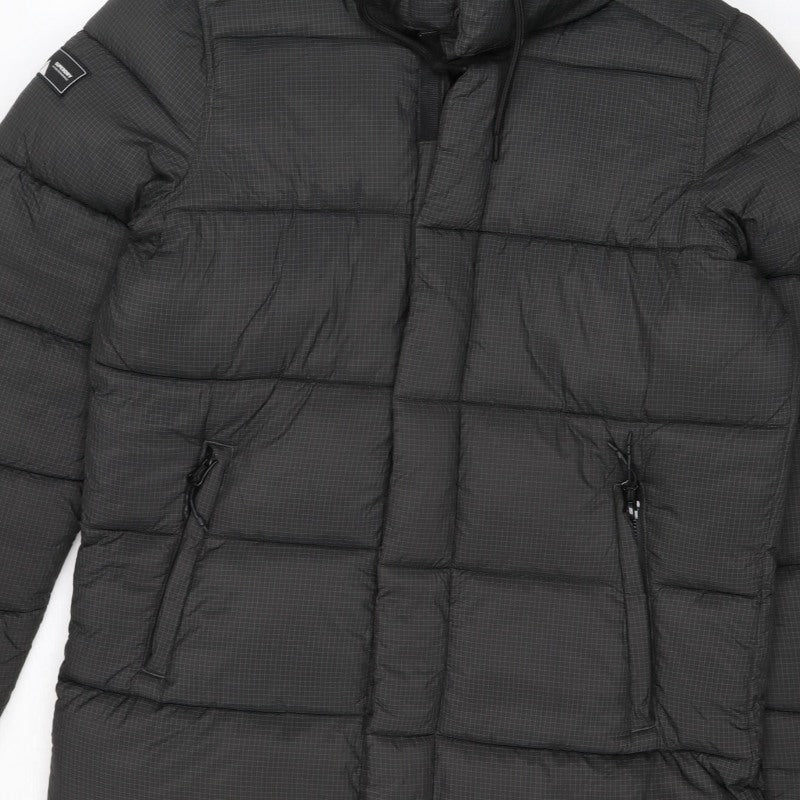 Superdry Women Black L Touchline Longline Hooded Puffer Jacket