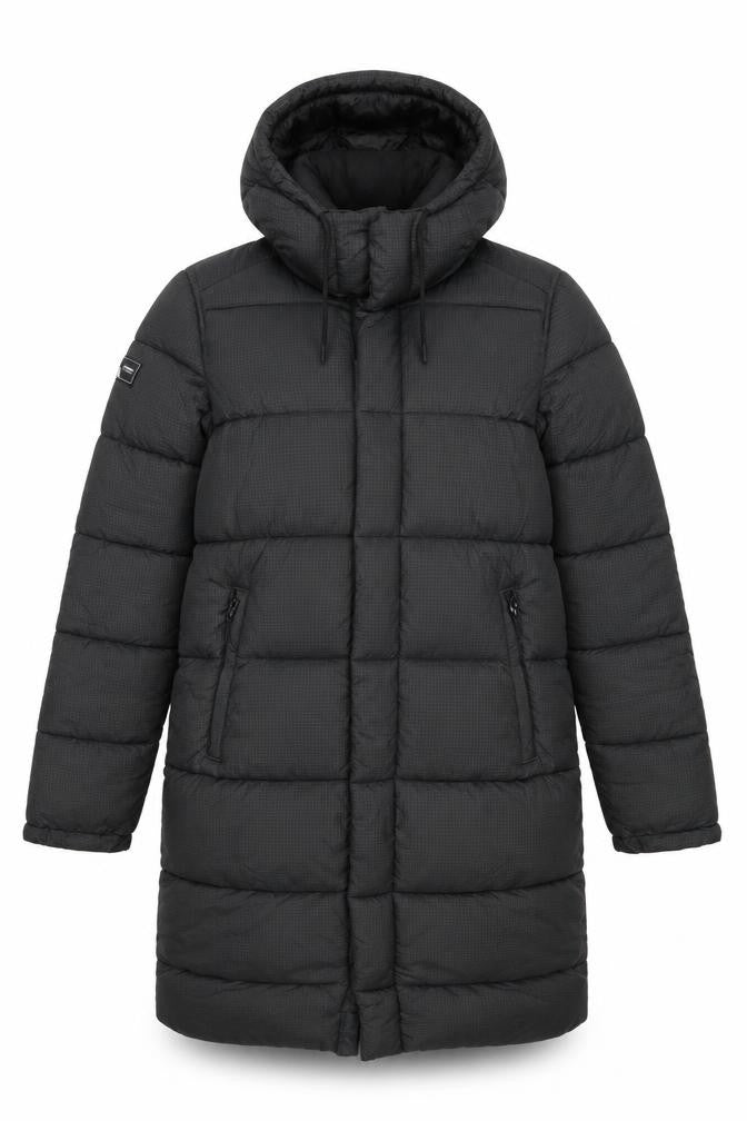 Superdry Women Black L Touchline Longline Hooded Puffer Jacket
