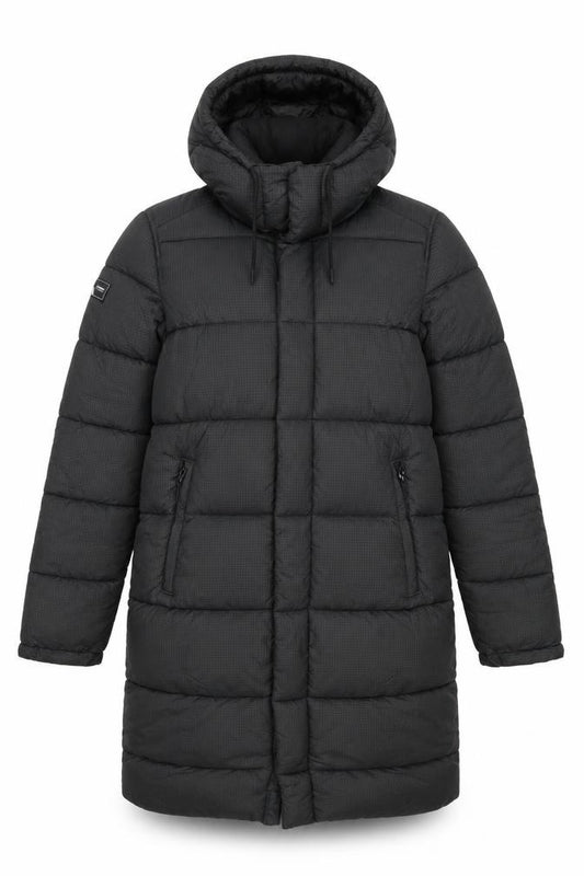Superdry Women Black L Touchline Longline Hooded Puffer Jacket