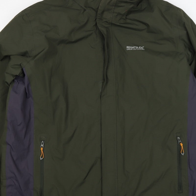 Regatta Men Green XL Hydrafot Waterproof Rain Jacket Outdoor