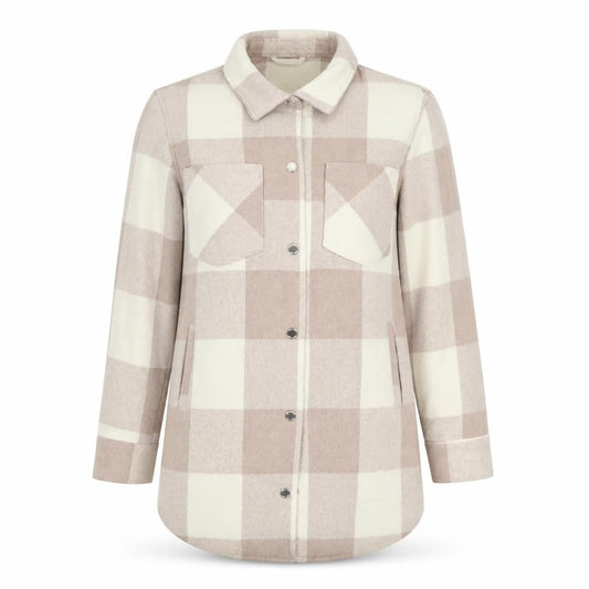 Hollister Women’s Beige Check Wool Blend Shacket Jacket Size S