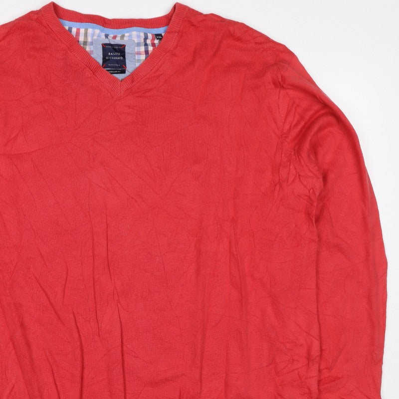 Baileys Giordano Men’s Red 3XL V-Neck Cotton Pullover Jumper