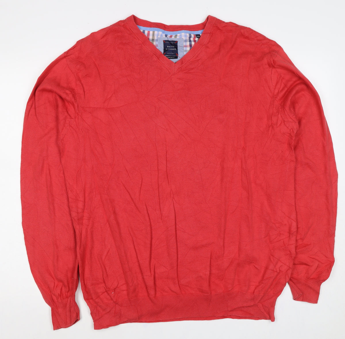 Baileys Giordano Men’s Red 3XL V-Neck Cotton Pullover Jumper