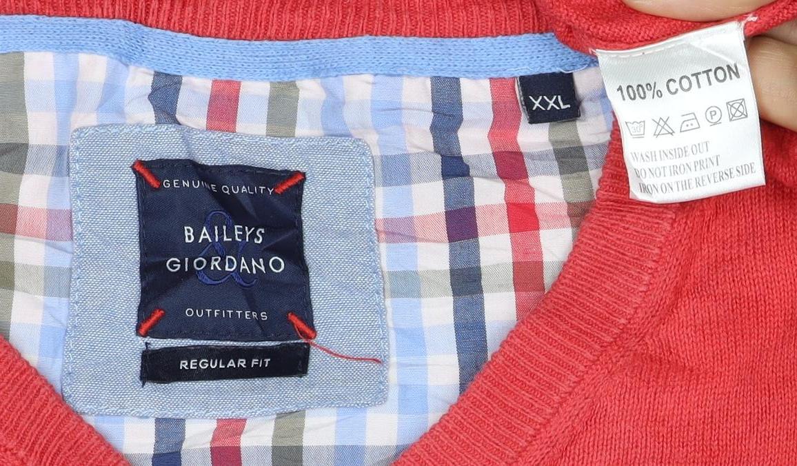 Baileys Giordano Men’s Red 3XL V-Neck Cotton Pullover Jumper