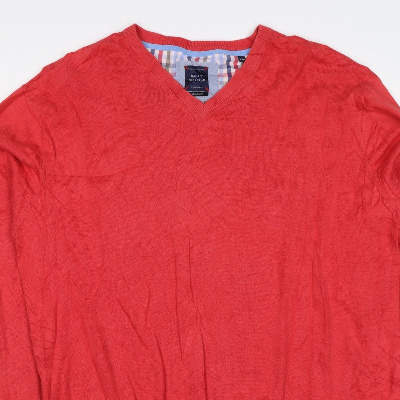Baileys Giordano Men’s Red 3XL V-Neck Cotton Pullover Jumper