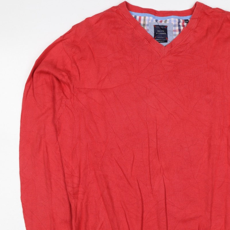 Baileys Giordano Men’s Red 3XL V-Neck Cotton Pullover Jumper