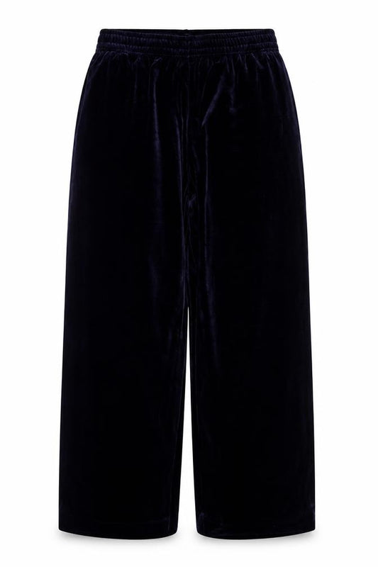UNIQLO Women Blue UK 14 Velvet Flared Elastic Waist Trousers