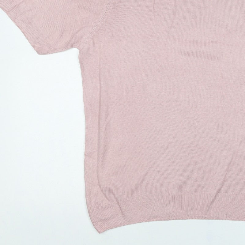 Marks and Spencer Women Pink UK 18 Basic Embroidered Knit Top