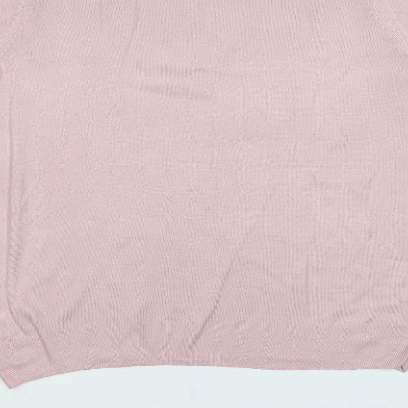 Marks and Spencer Women Pink UK 18 Basic Embroidered Knit Top