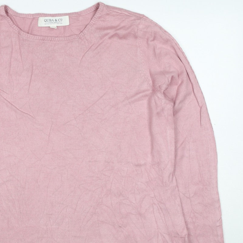 Quba & Co. Women’s Pink Size 10 Bamboo Knit Long Sleeve Basic Top