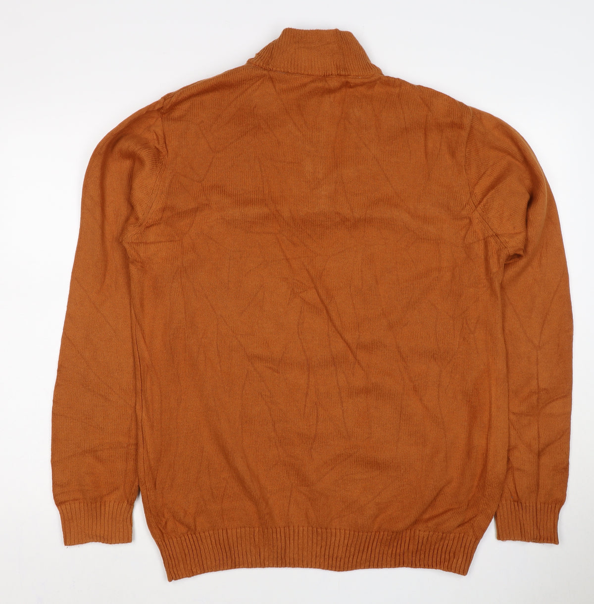 Cotton Traders Men’s Orange XL 1/4 Zip High Neck Cotton Jumper