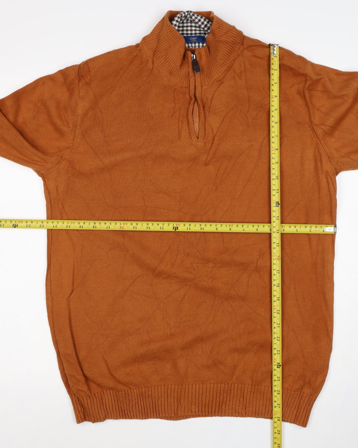Cotton Traders Men’s Orange XL 1/4 Zip High Neck Cotton Jumper