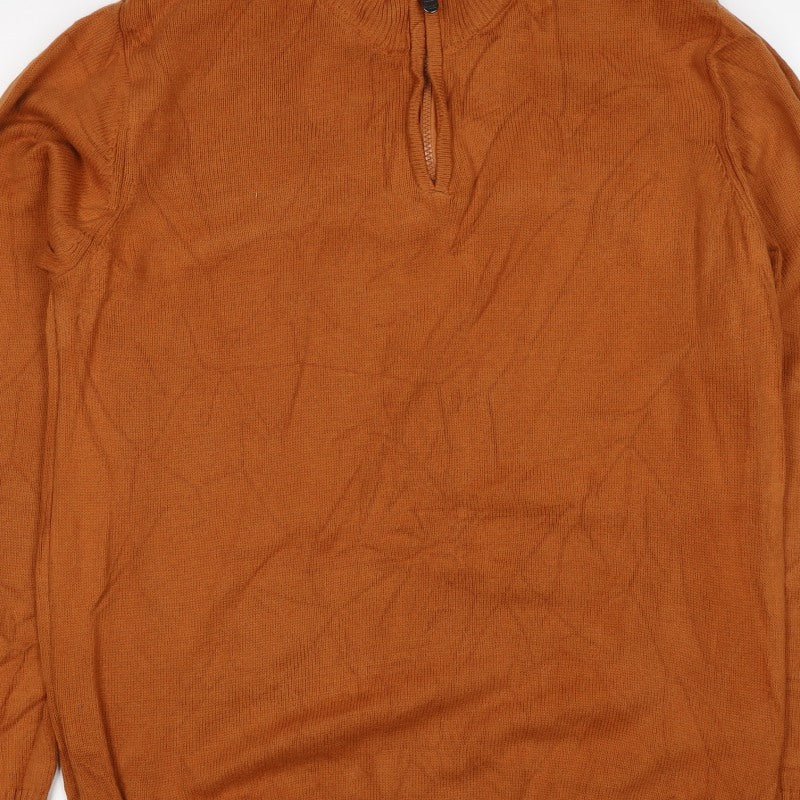 Cotton Traders Men’s Orange XL 1/4 Zip High Neck Cotton Jumper