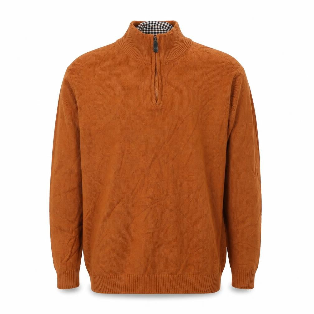 Cotton Traders Men’s Orange XL 1/4 Zip High Neck Cotton Jumper