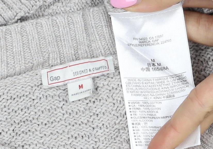 Gap Men's Grey M Cotton Crew Neck Knit Pullover Jumper