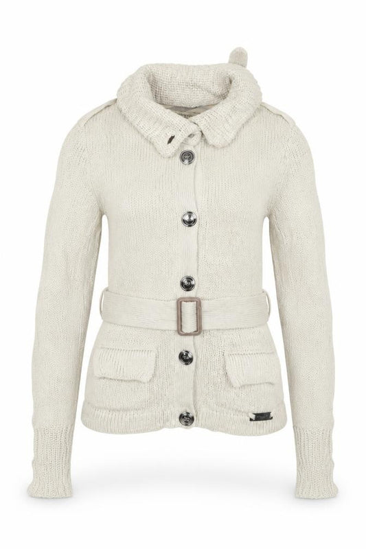 Burberry London Women’s Beige S Belted High Neck Knit Cardigan