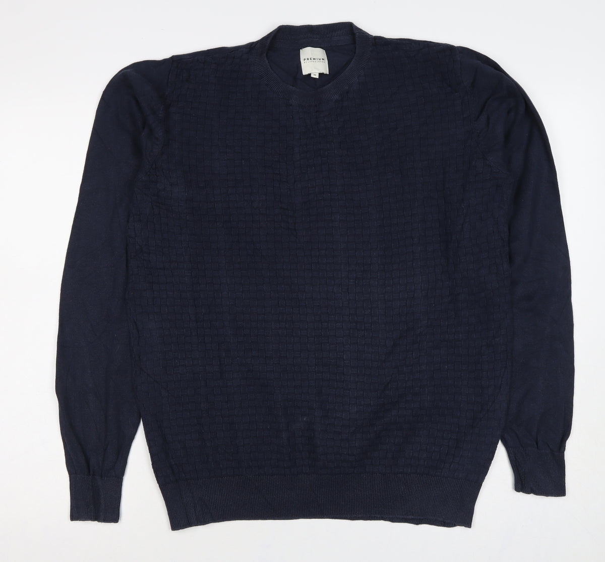 Jack & Jones Premium Men's Navy M Textured Knit Crew Neck Jumper