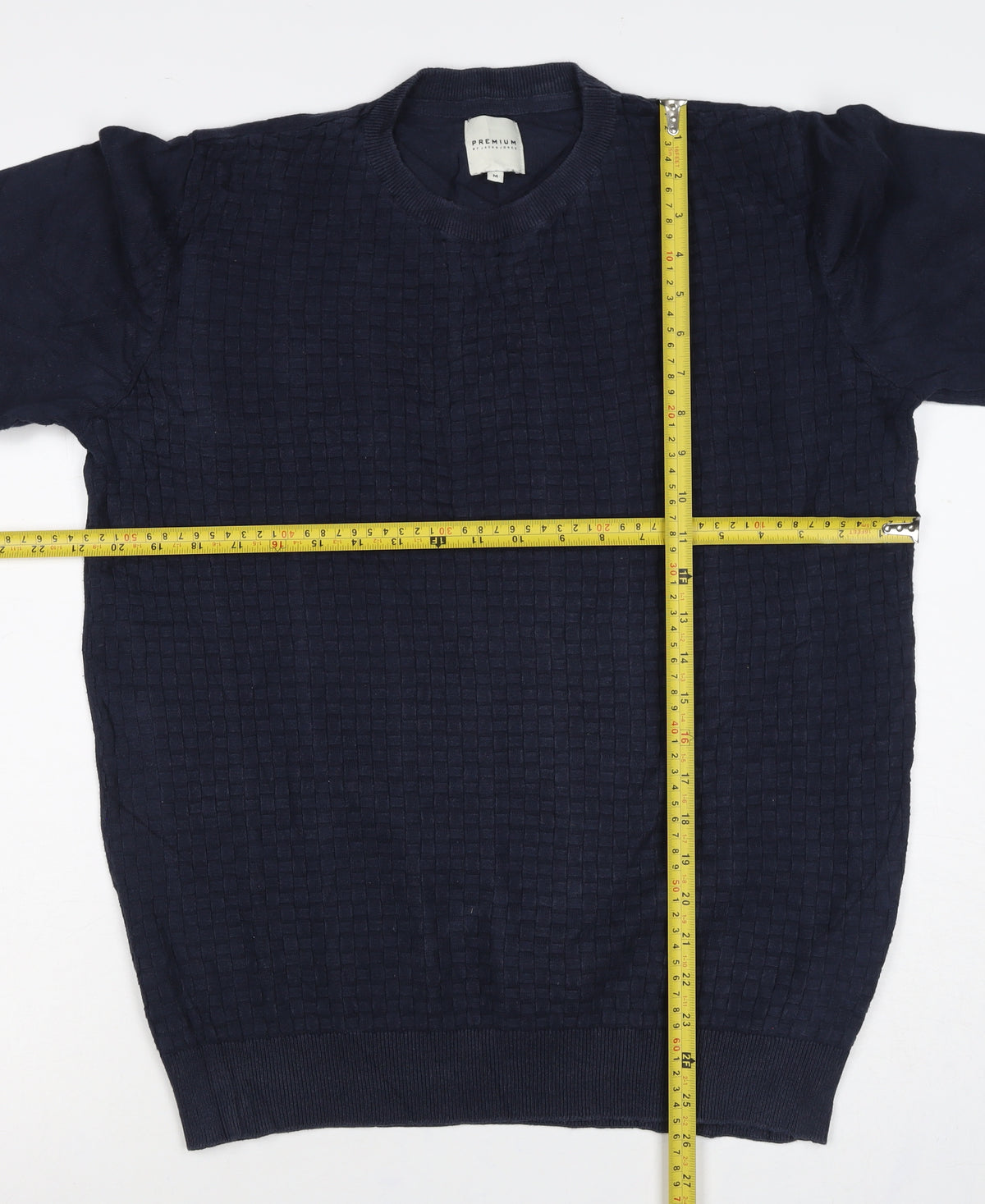 Jack & Jones Premium Men's Navy M Textured Knit Crew Neck Jumper