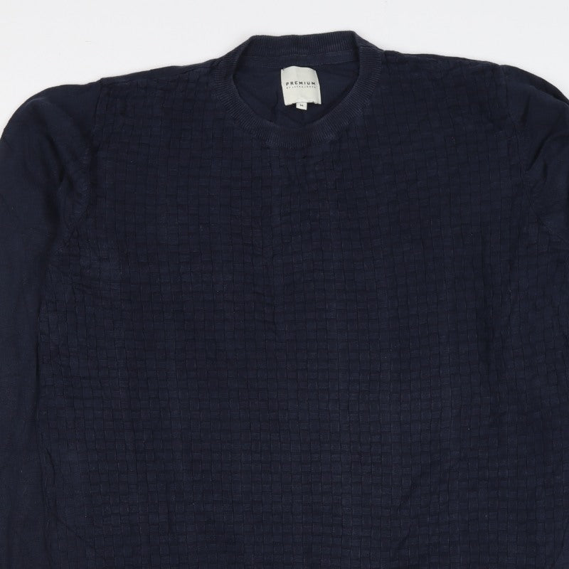 Jack & Jones Premium Men's Navy M Textured Knit Crew Neck Jumper