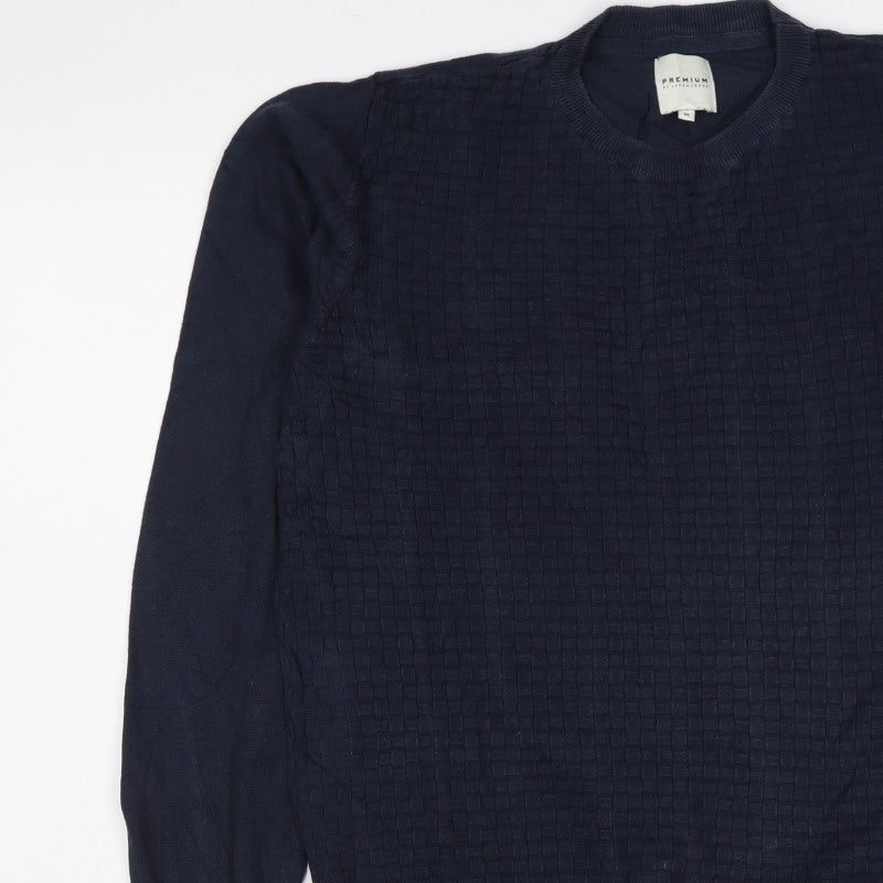Jack & Jones Premium Men's Navy M Textured Knit Crew Neck Jumper