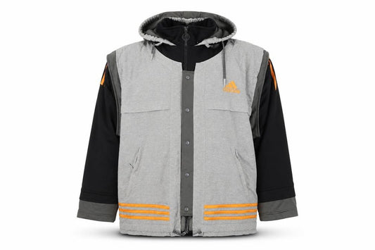 Adidas Men’s Grey Orange Hooded Full Zip Jacket M Sports