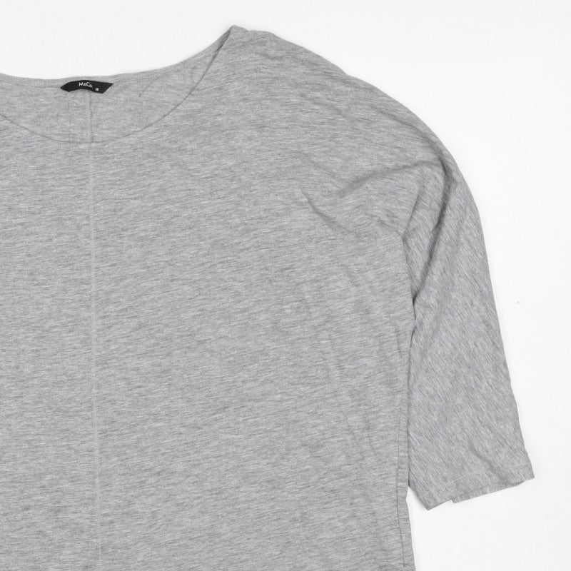 M&Co Women Grey UK 18 Basic Jersey Scoop Neck Short Sleeve Top
