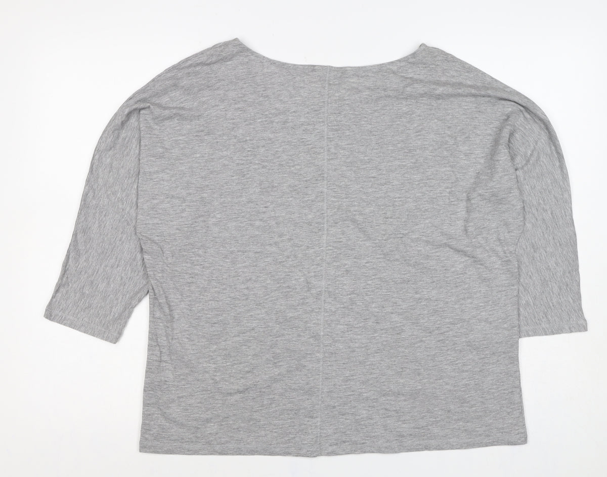M&Co Women Grey UK 18 Basic Jersey Scoop Neck Short Sleeve Top