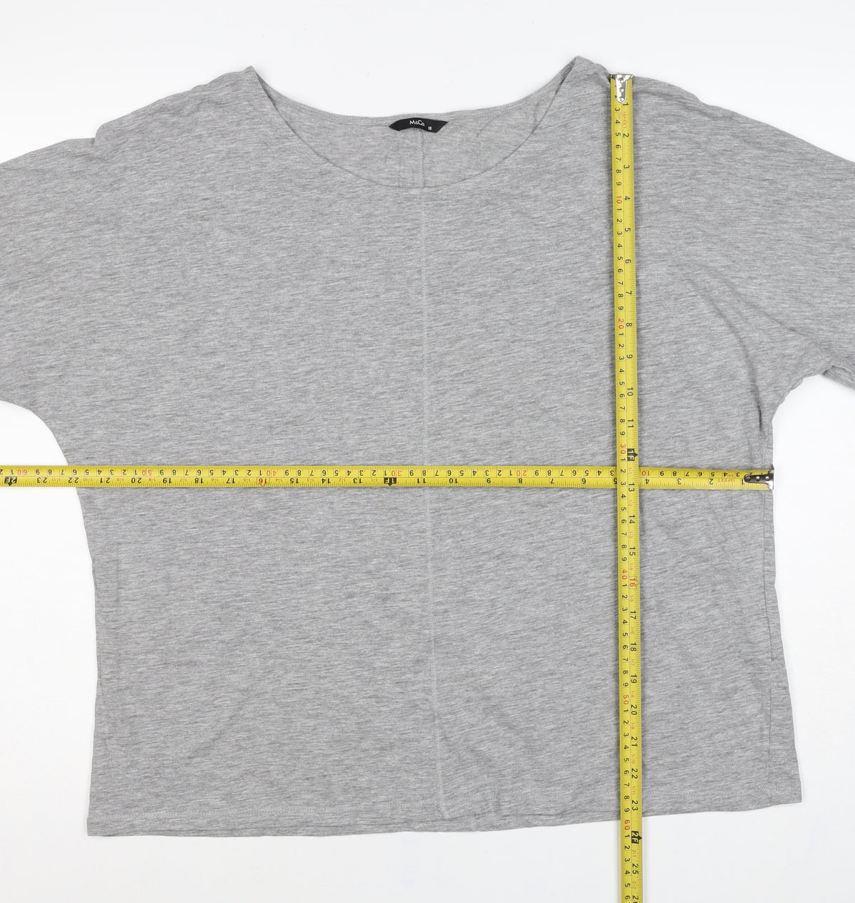 M&Co Women Grey UK 18 Basic Jersey Scoop Neck Short Sleeve Top