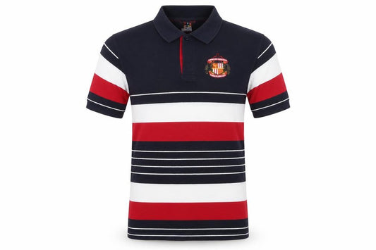 Sunderland AFC Men's Multicoloured L Striped Cotton Blend Football Polo