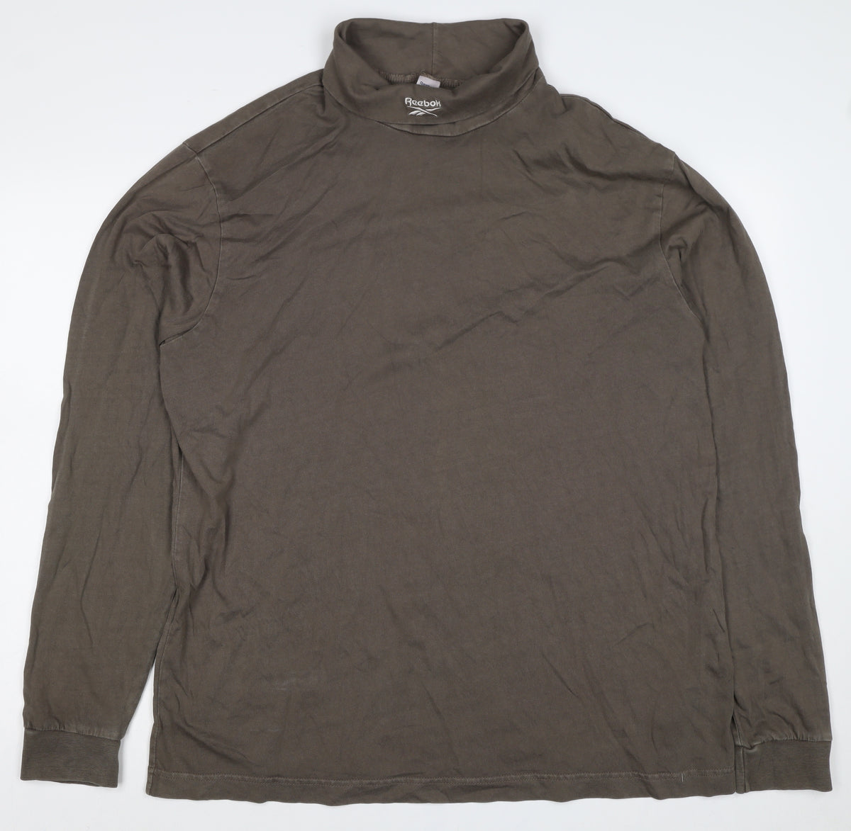 Reebok Men’s Brown L High Neck Logo Pullover Sweatshirt