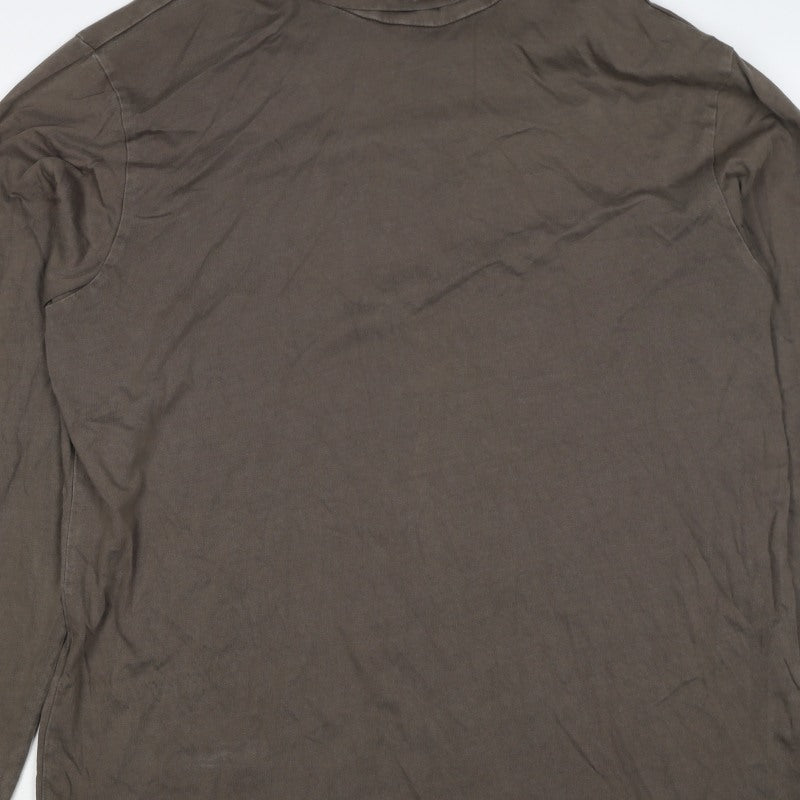 Reebok Men’s Brown L High Neck Logo Pullover Sweatshirt