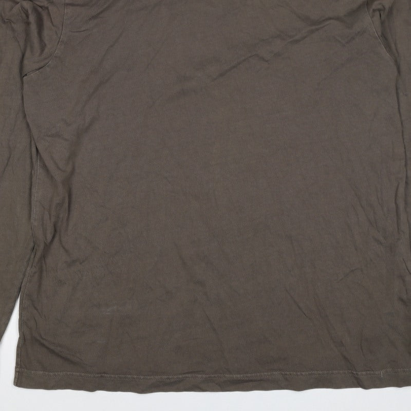 Reebok Men’s Brown L High Neck Logo Pullover Sweatshirt
