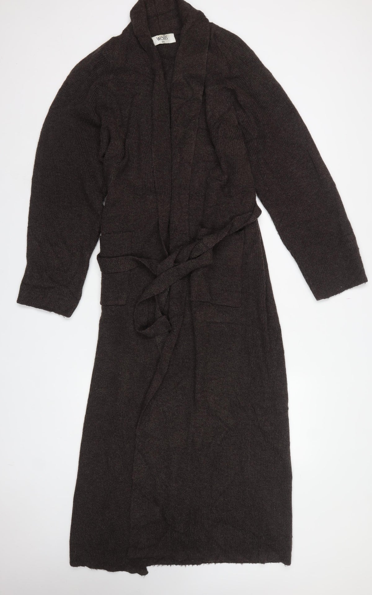 Wallis Women’s Brown Size 10 Belted Long Knit Cardigan