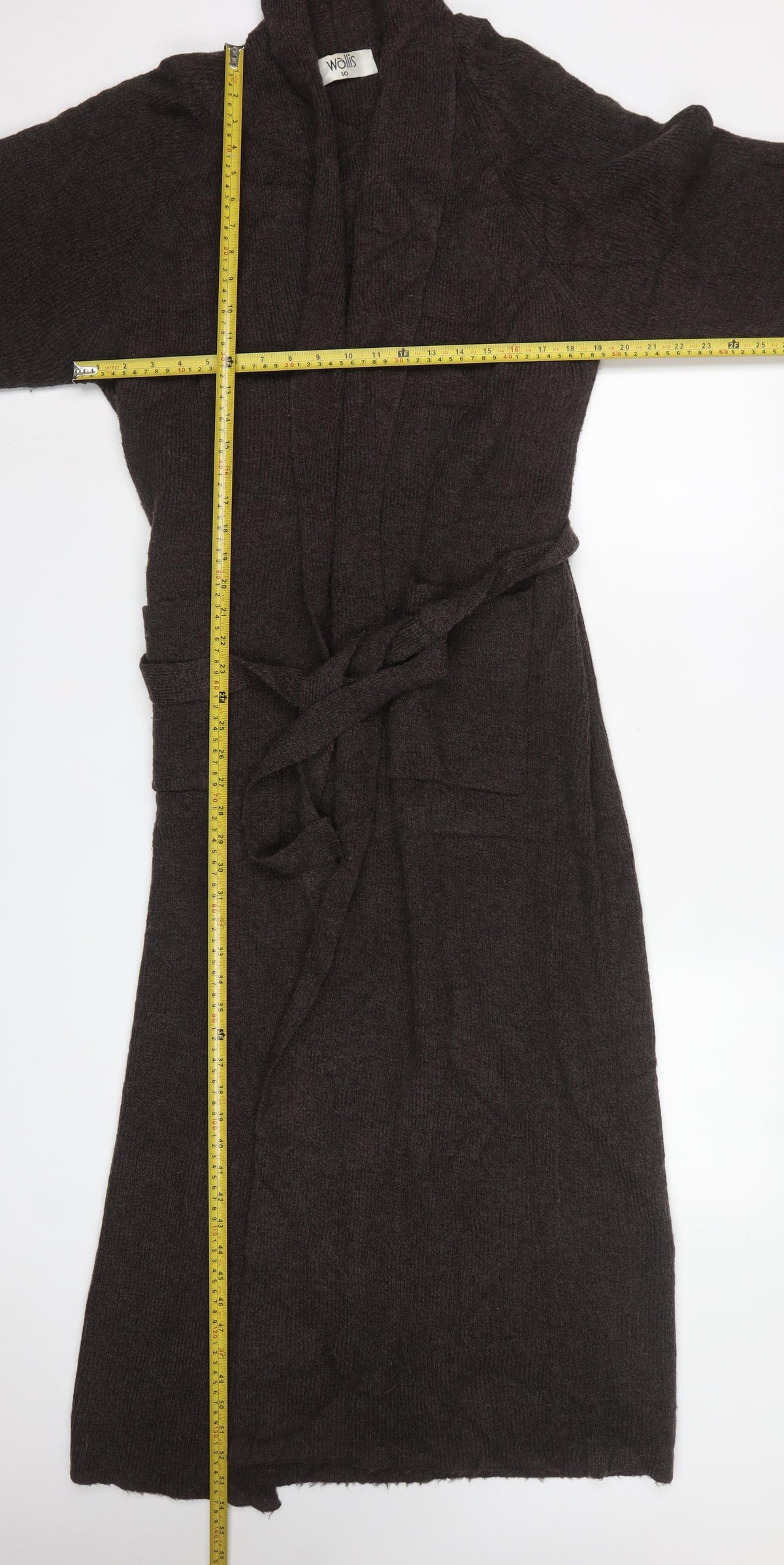 Wallis Women’s Brown Size 10 Belted Long Knit Cardigan