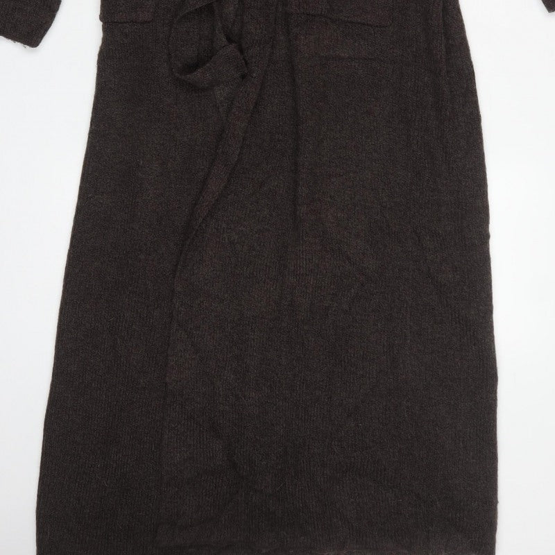 Wallis Women’s Brown Size 10 Belted Long Knit Cardigan
