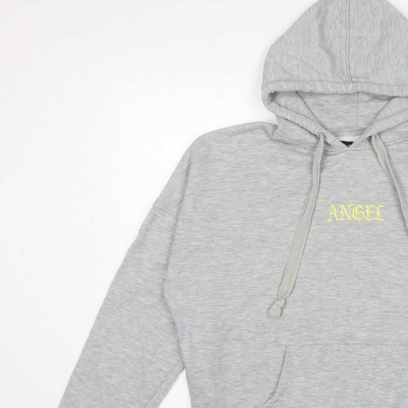 Motel Women's Grey XS Angel Embroidered Cotton Pullover Hoodie