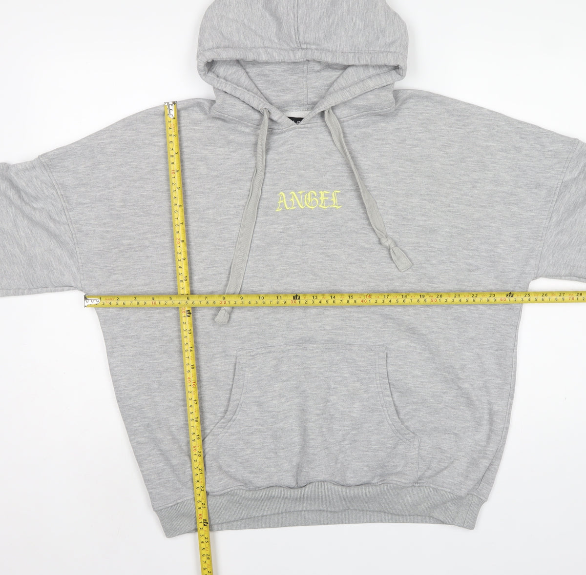 Motel Women's Grey XS Angel Embroidered Cotton Pullover Hoodie