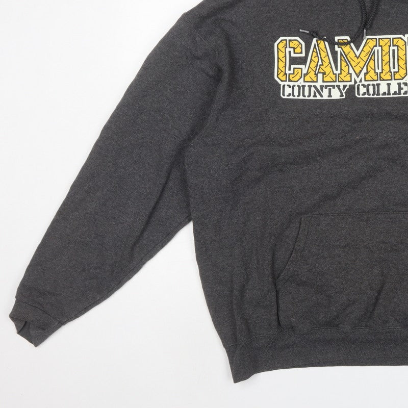 Champion Men Grey L Pullover Hoodie Camden County College Graphic