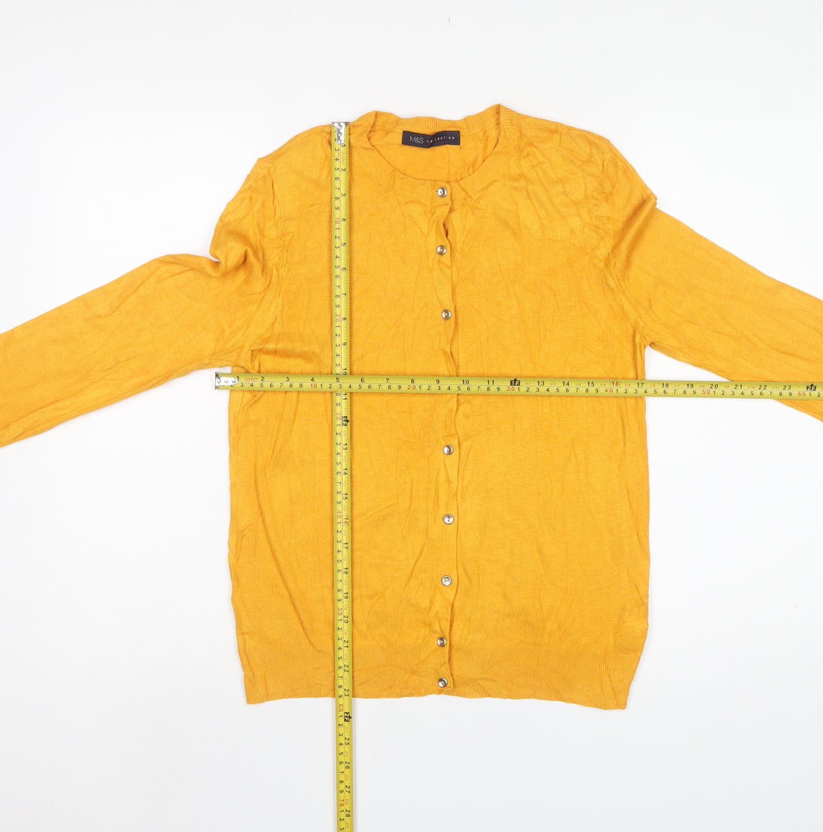 Marks and Spencer Women Yellow UK 12 Lightweight Button Cardigan